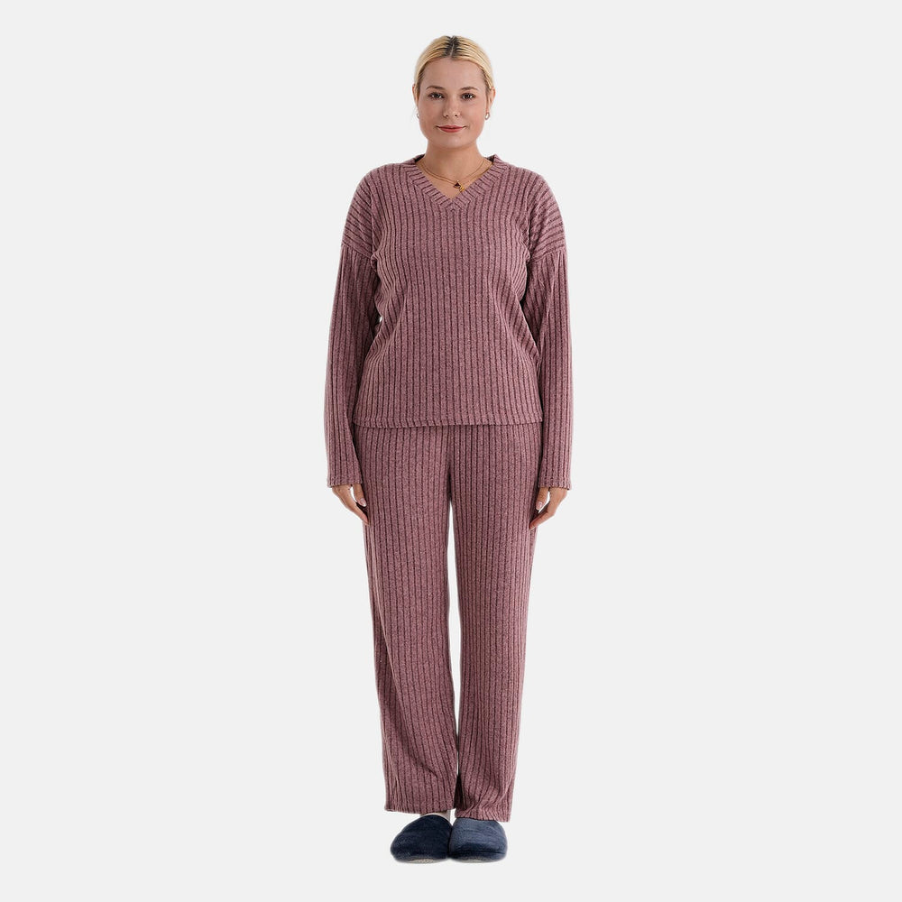 - Maisi Two-Piece Relaxed Fit Ribbed Loungewear Set (Size 8 To 10) - Pink