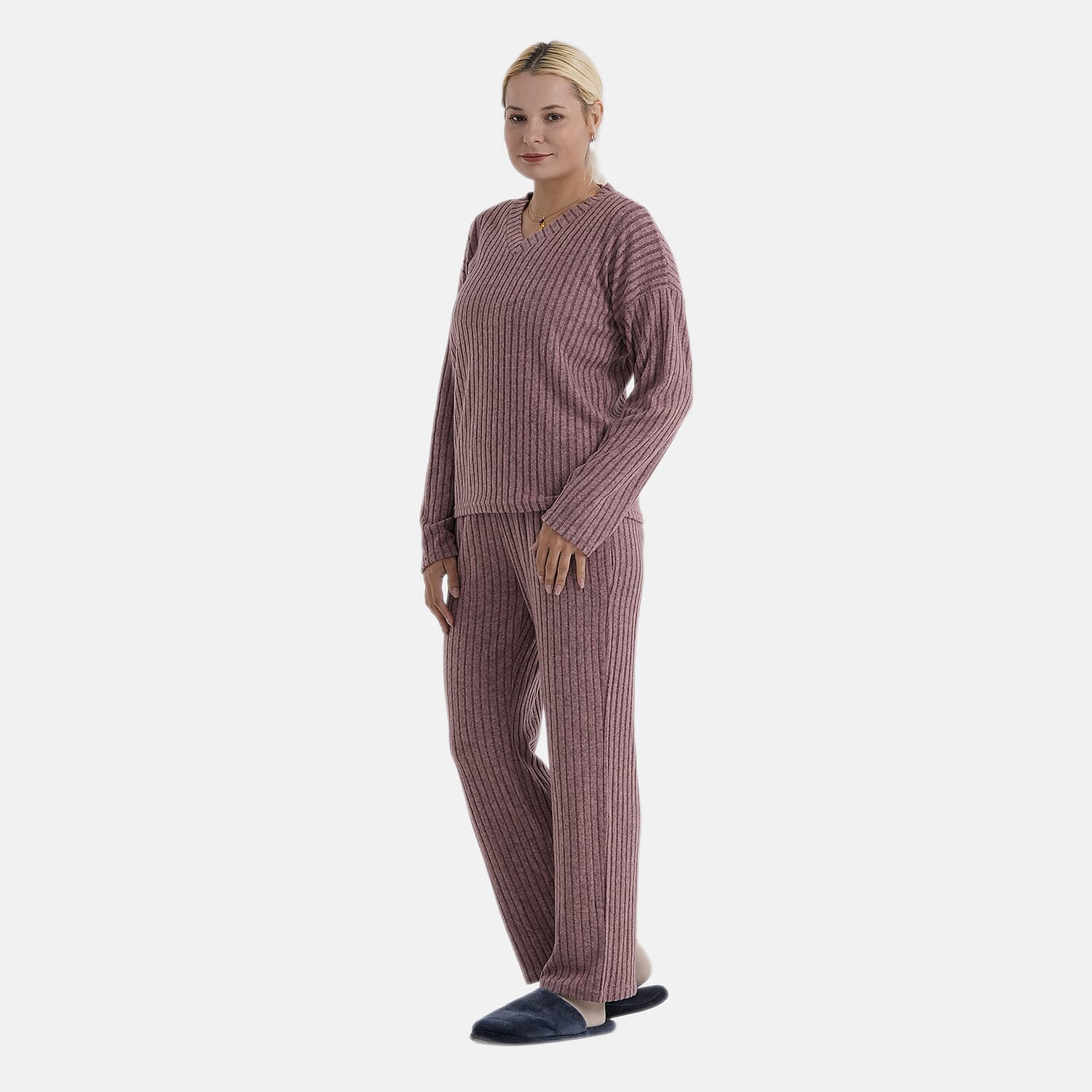 - Maisi Two-Piece Relaxed Fit Ribbed Loungewear Set (Size 8 To 10) - Pink