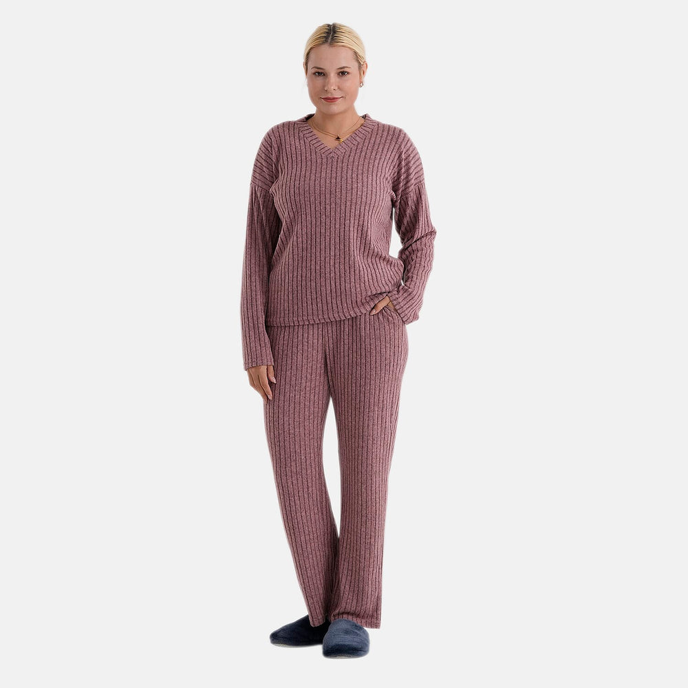 - Maisi Two-Piece Relaxed Fit Ribbed Loungewear Set (Size 8 To 10) - Pink