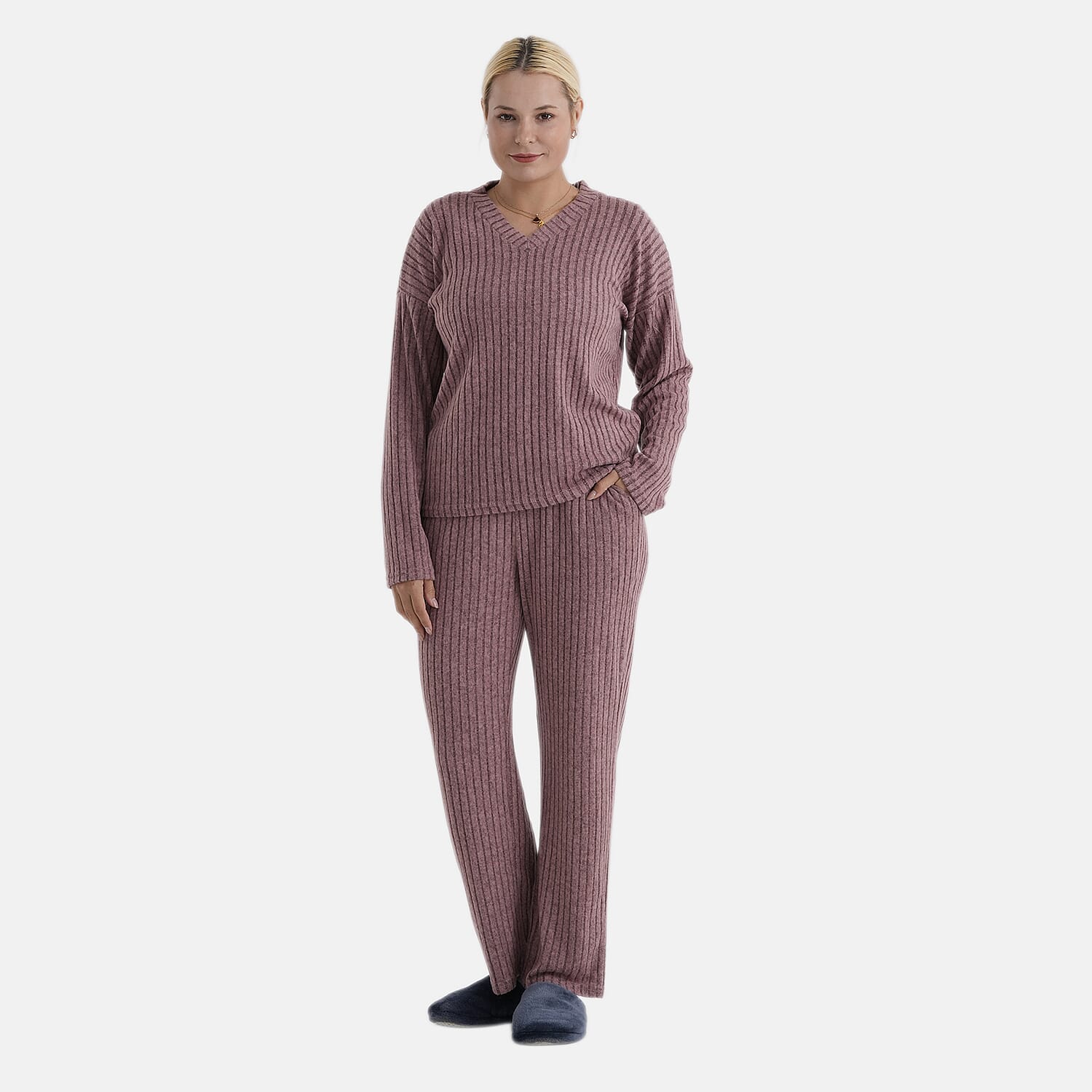- Maisi Two-Piece Relaxed Fit Ribbed Loungewear Set (Size 8 To 10) - Pink