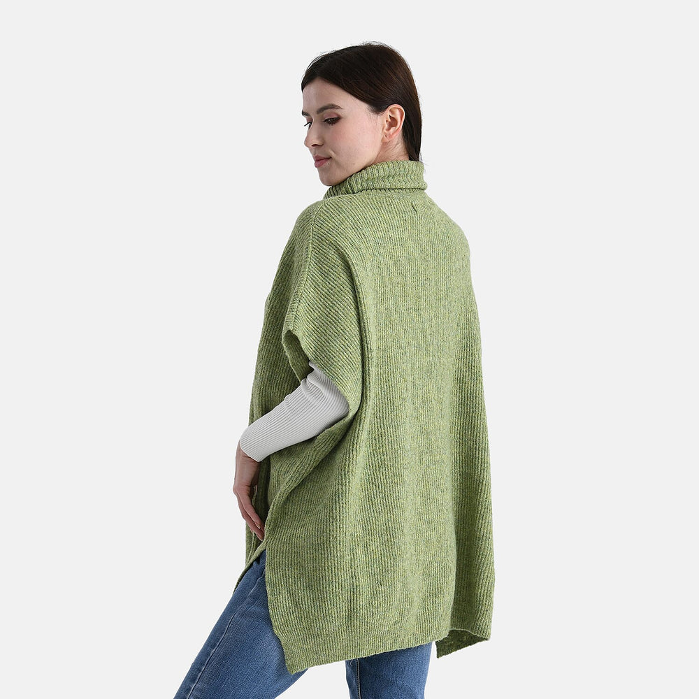 - Maisi High-Neck Poncho Jumper (One Size) - Green