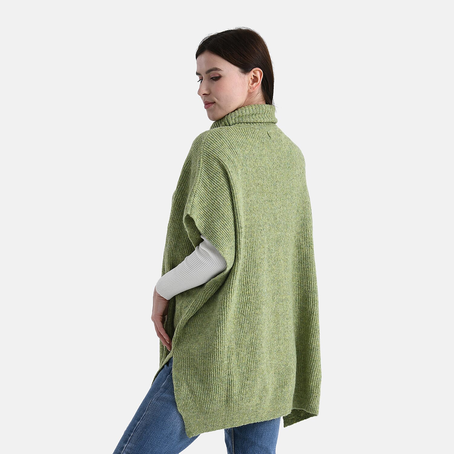 - Maisi High-Neck Poncho Jumper (One Size) - Green
