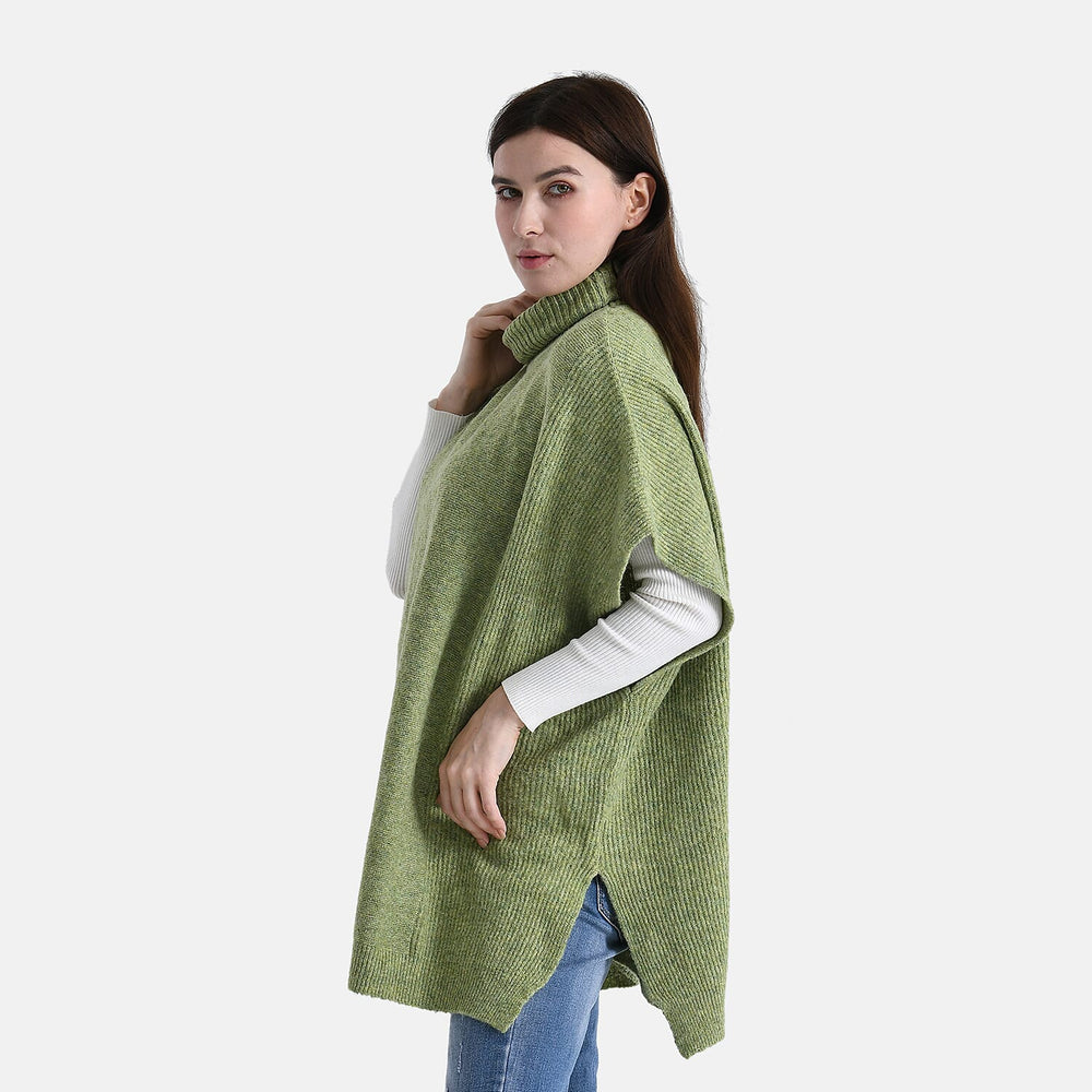 - Maisi High-Neck Poncho Jumper (One Size) - Green