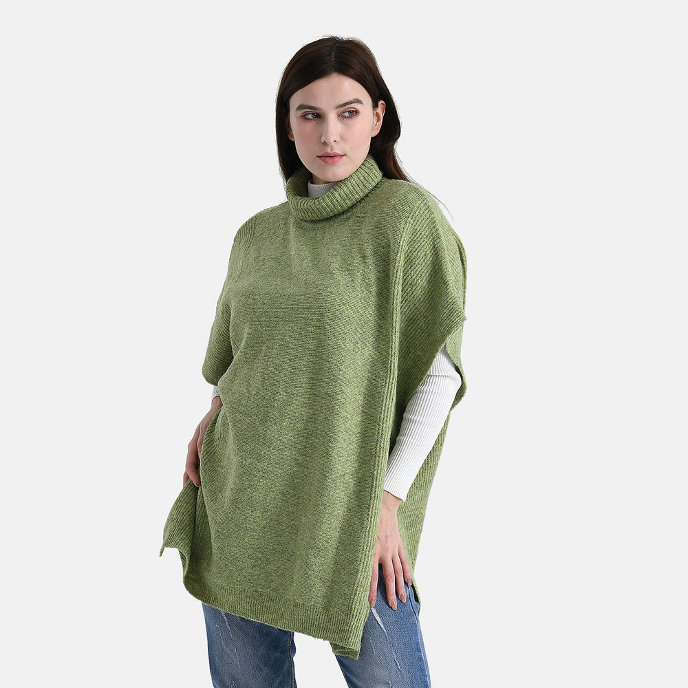- Maisi High-Neck Poncho Jumper (One Size) - Green