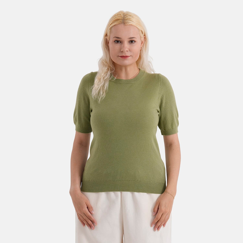 - Maisi Round Neck Short-Sleeved Top (Size L-XL) - Green