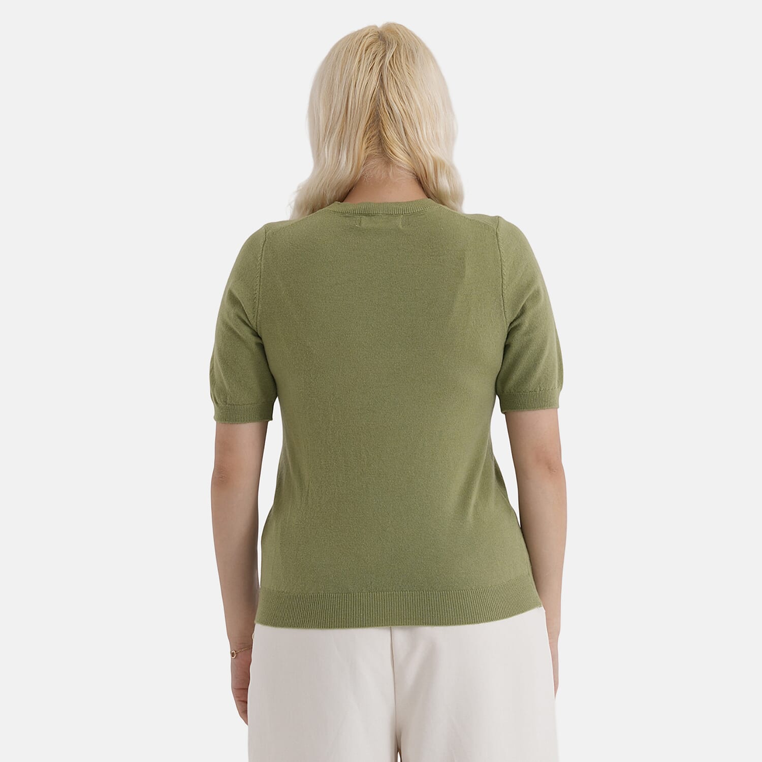 - Maisi Round Neck Short-Sleeved Top (Size L-XL) - Green