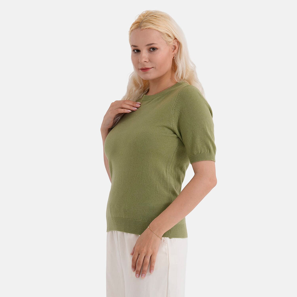 - Maisi Round Neck Short-Sleeved Top (Size L-XL) - Green