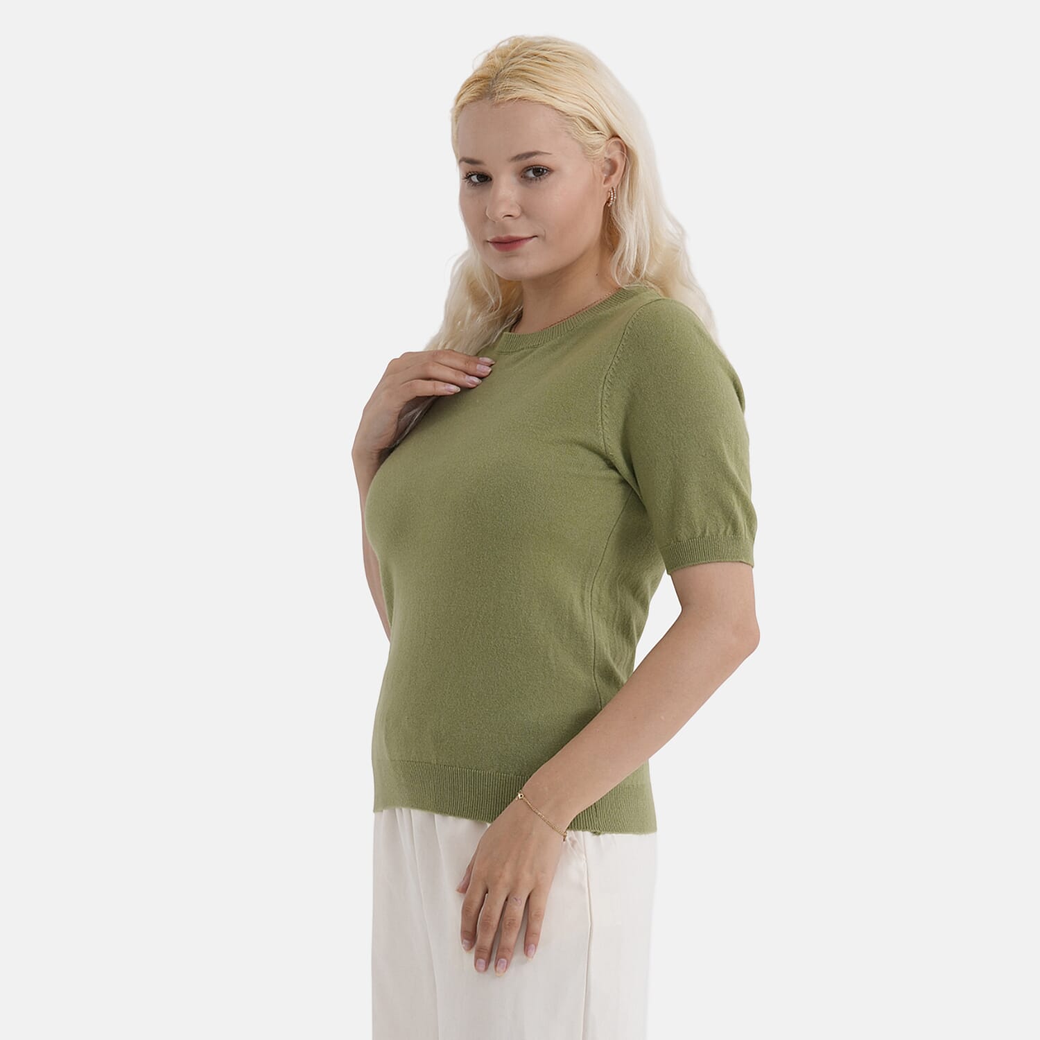 - Maisi Round Neck Short-Sleeved Top (Size L-XL) - Green