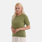 - Maisi Round Neck Short-Sleeved Top (Size L-XL) - Green