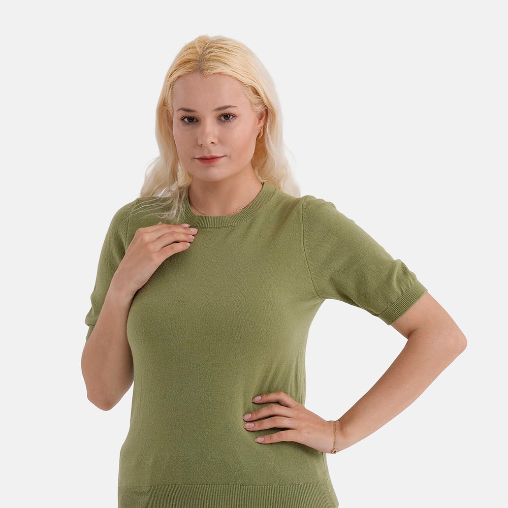 - Maisi Round Neck Short-Sleeved Top (Size L-XL) - Green