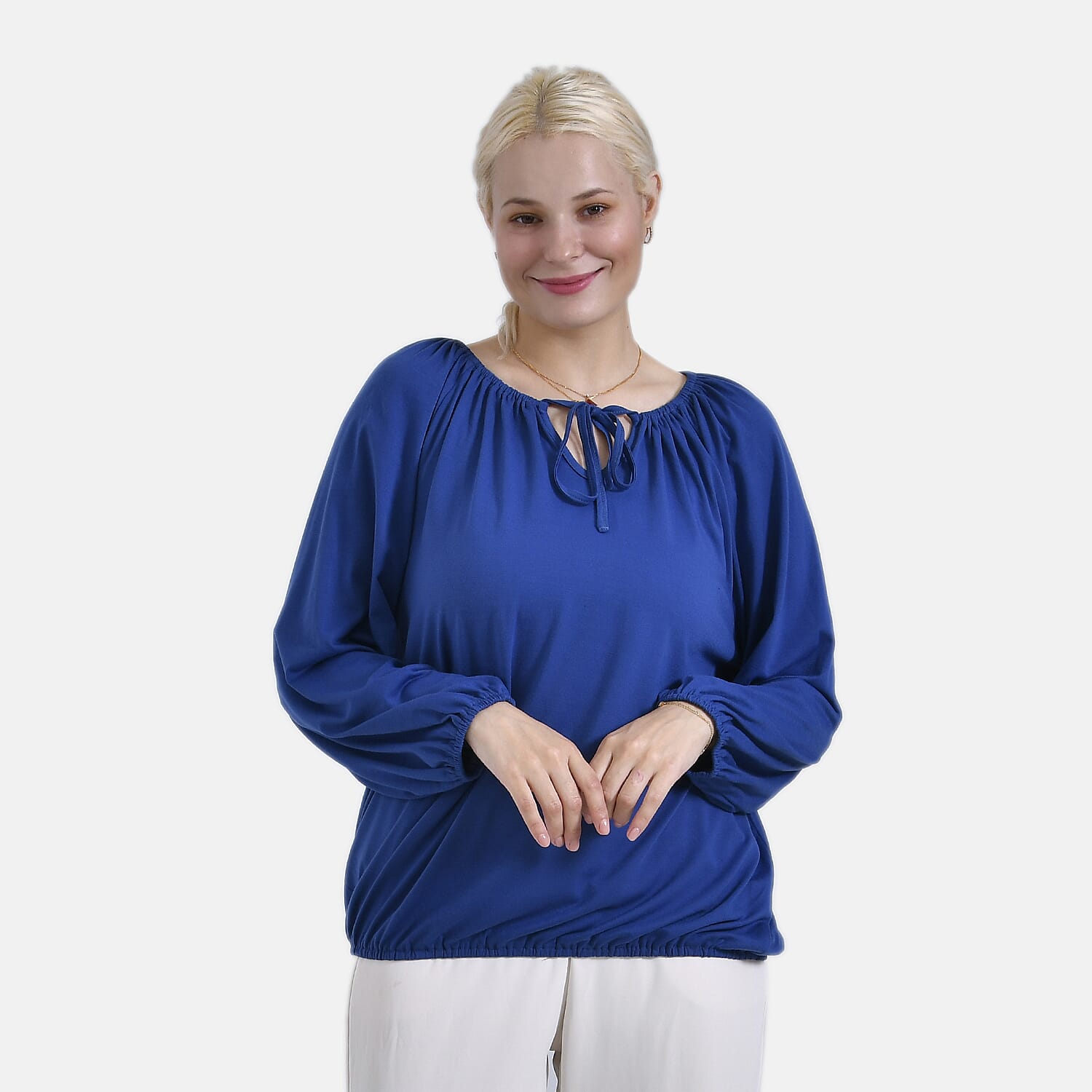 & Maisi Patterned Top (Size - Large) - Blue & Blue