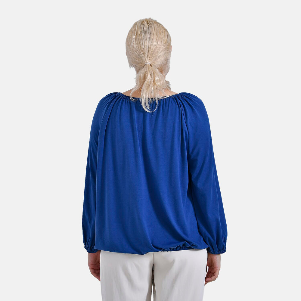 & Maisi Patterned Top (Size - Large) - Blue & Blue