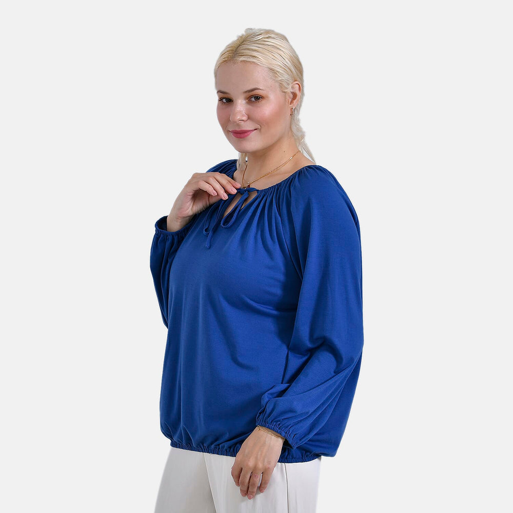 & Maisi Patterned Top (Size - Large) - Blue & Blue
