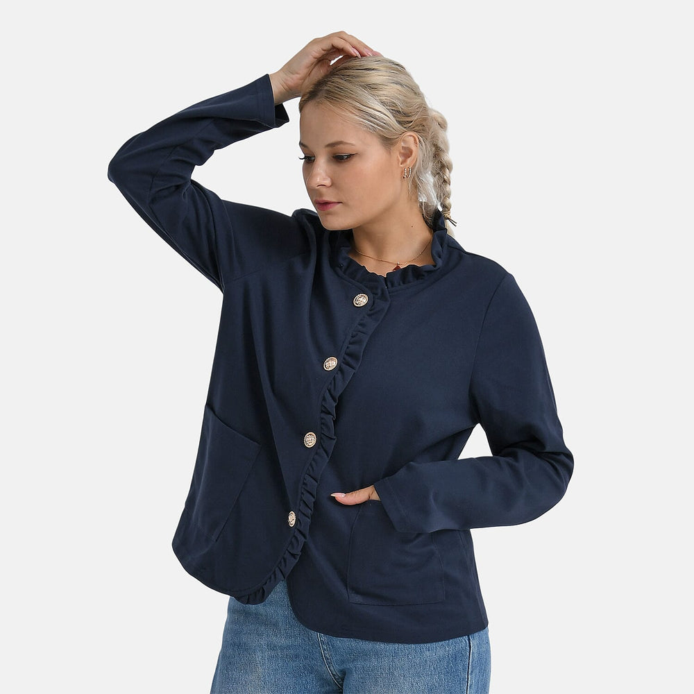 & Maisi Patterned Top (Size - Large) - Navy & Beige