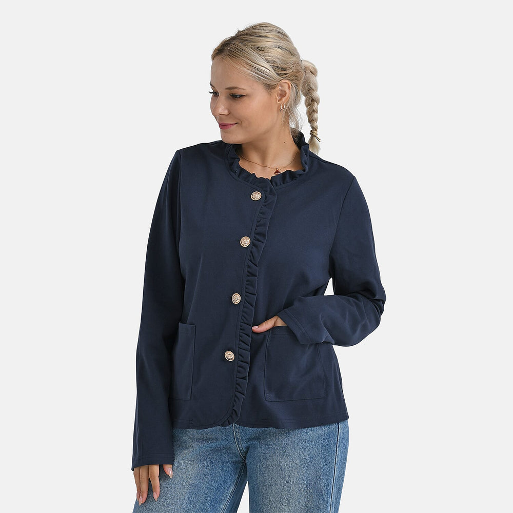 & Maisi Patterned Top (Size - Large) - Navy & Beige