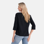 - Maisi 100% Cotton Round Neck Top (Size L) - Black