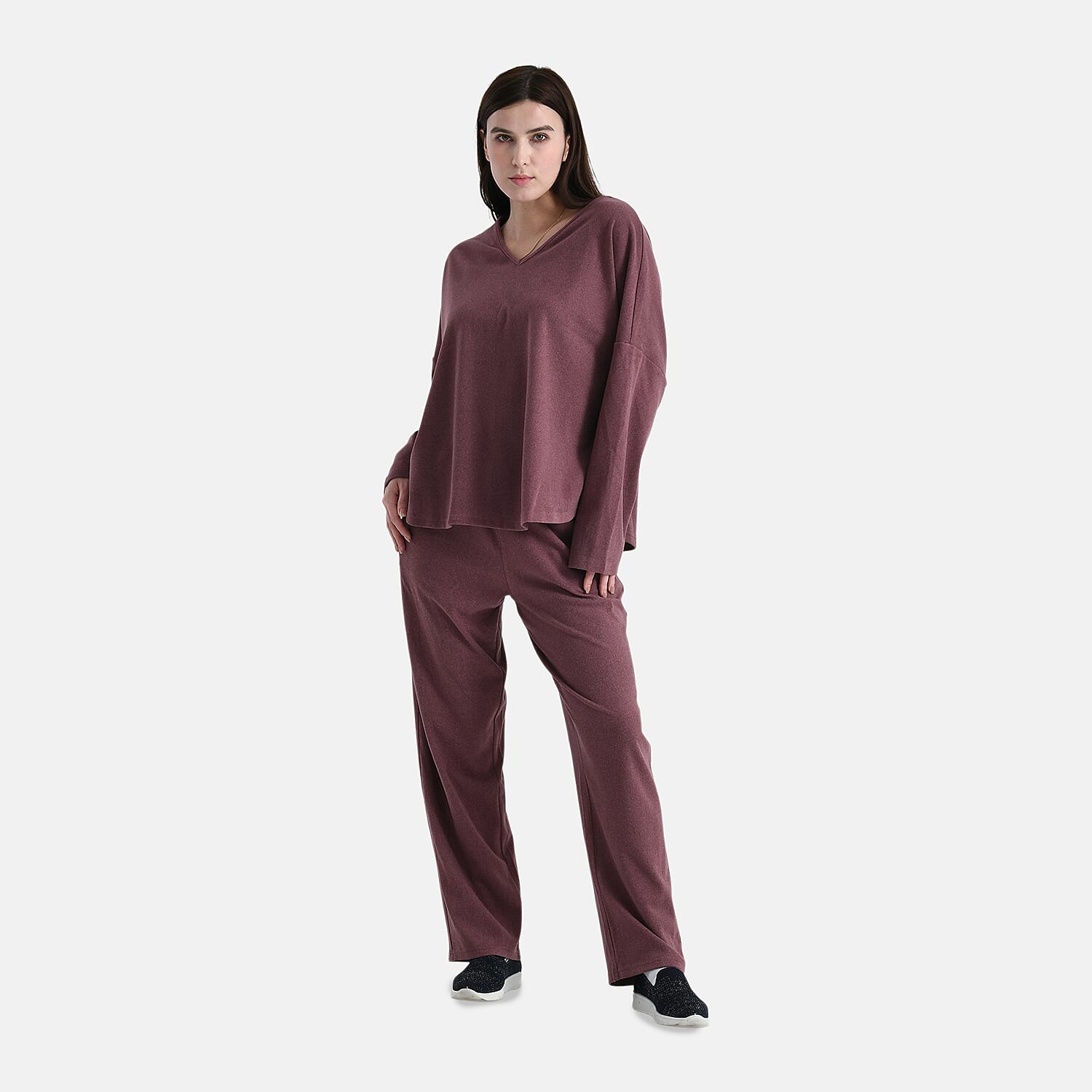 - Maisi Soft Brushed Super Comfort Casual Top (Size L) - Plum