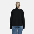 THE LUXE LAYER COLLECTION- -Maisi Frill Trim Gold Button Suede Feel Jacket (Size M, 12 to 14) - Black