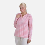 & Maisi Patterned Top (Size - Medium) - Pink White & Blue White