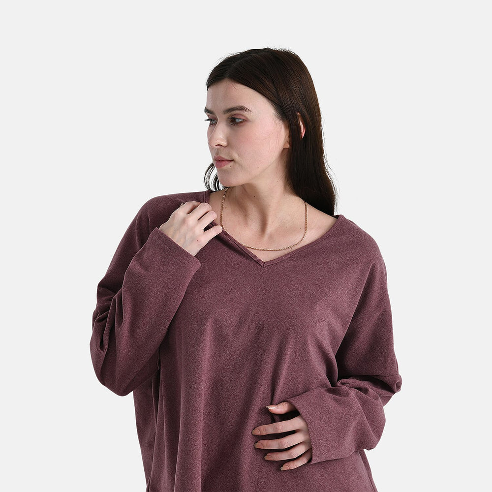 - Maisi Soft Brushed Super Comfort Casual Top (Size M) - Plum
