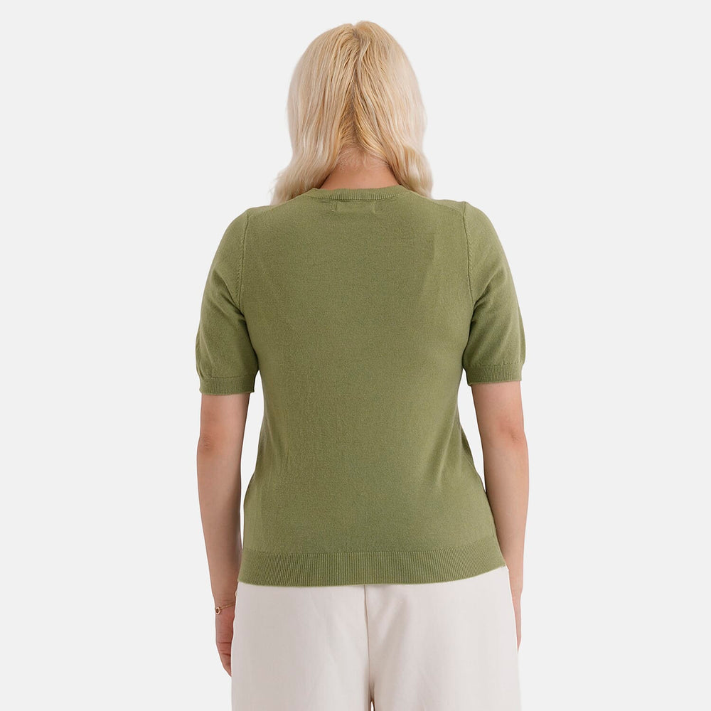 - Maisi Round Neck Short-Sleeved Top (Size S-M) - Green