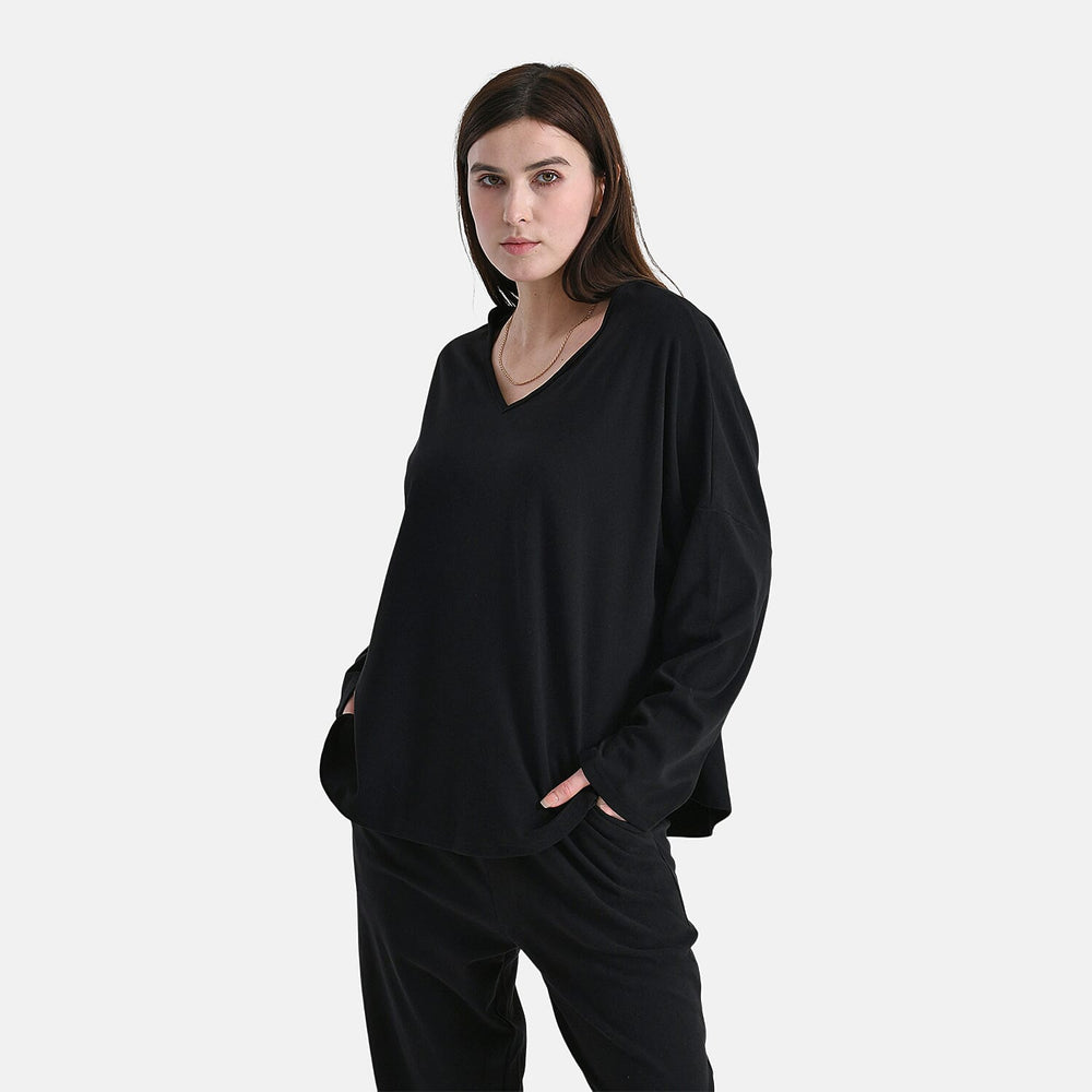 - Maisi Soft Brushed Super Comfort Casual Top (Size S) - Black