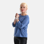 -Maisi Round Neck Pure Cotton Top (Size S) - Blue