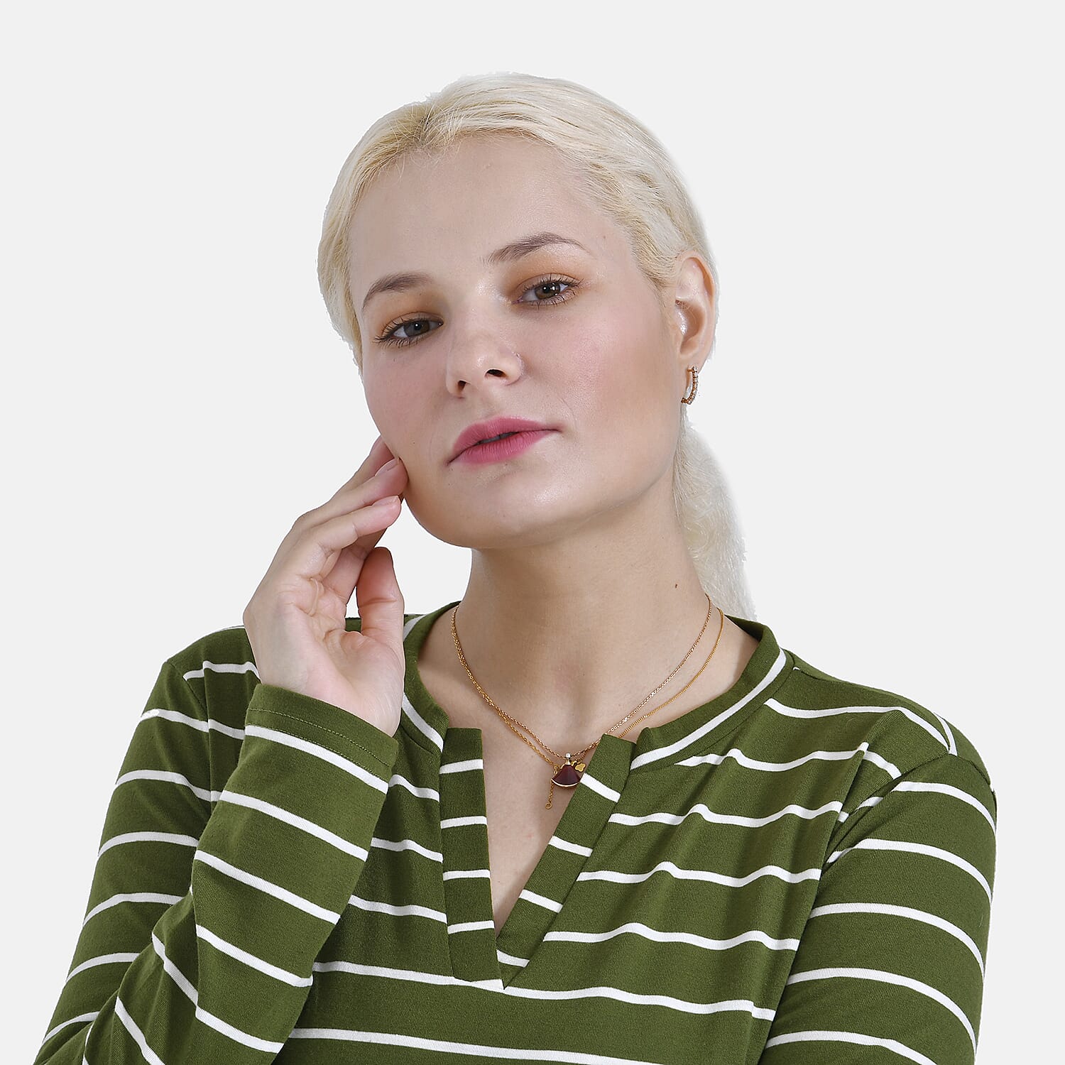 - Maisi Wrinkle Free Full Sleeve Stripe Jersey Top (Size XL) - Green and White