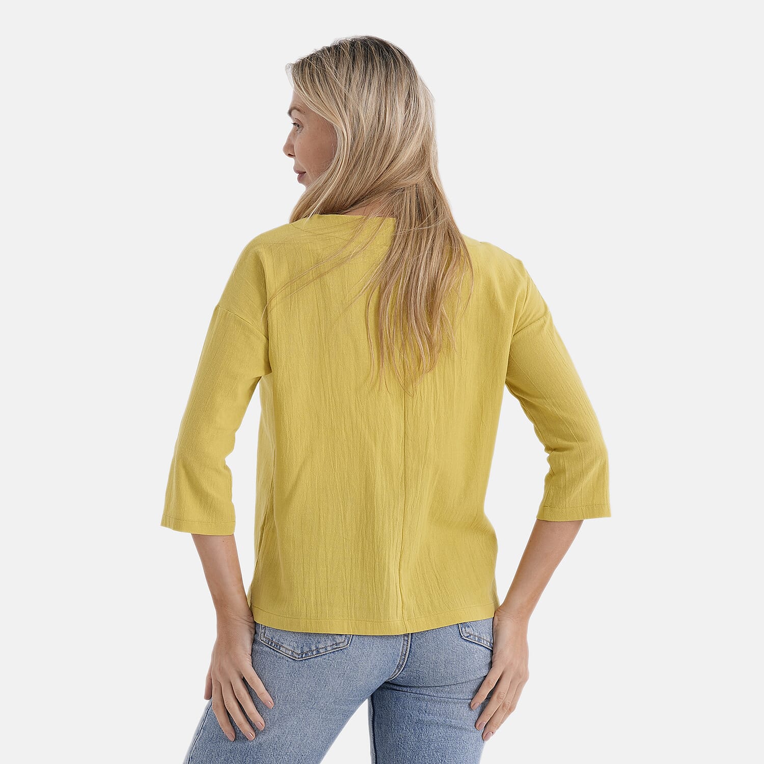 - Maisi 100% Cotton Round Neck Top (Size XL) - Yellow