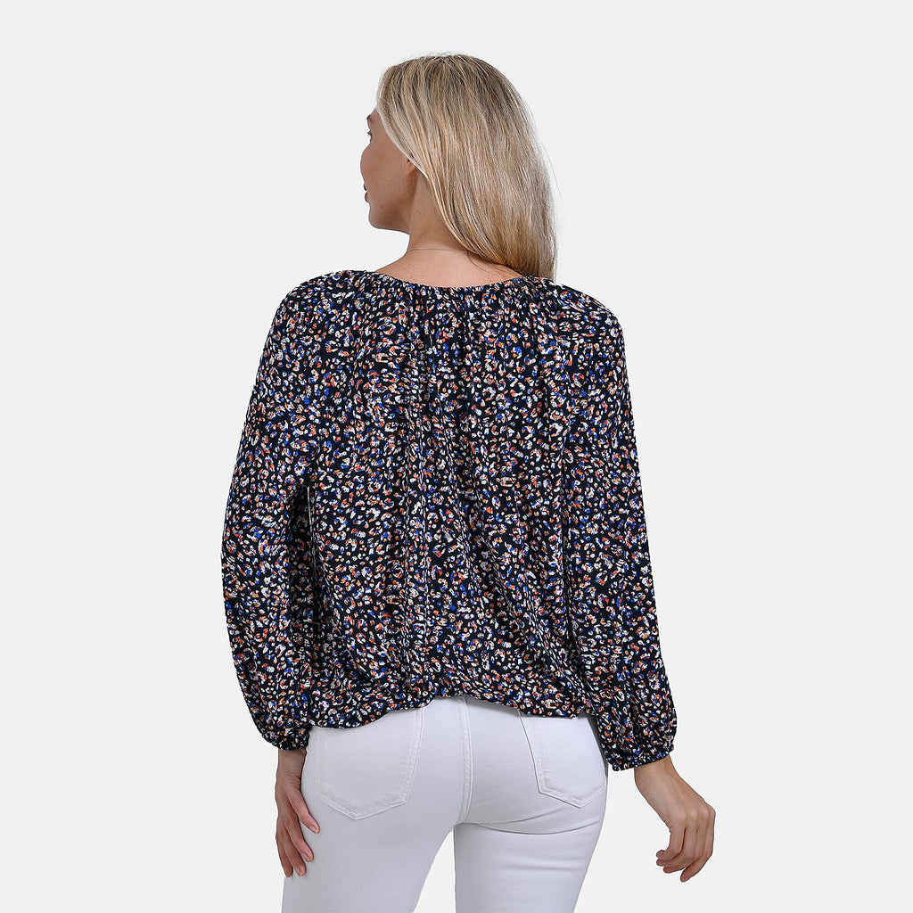 & Maisi Multi Pattern Jersey Balloon Top (Size XL) - Navy