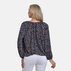 & Maisi Multi Pattern Jersey Balloon Top (Size XL) - Navy