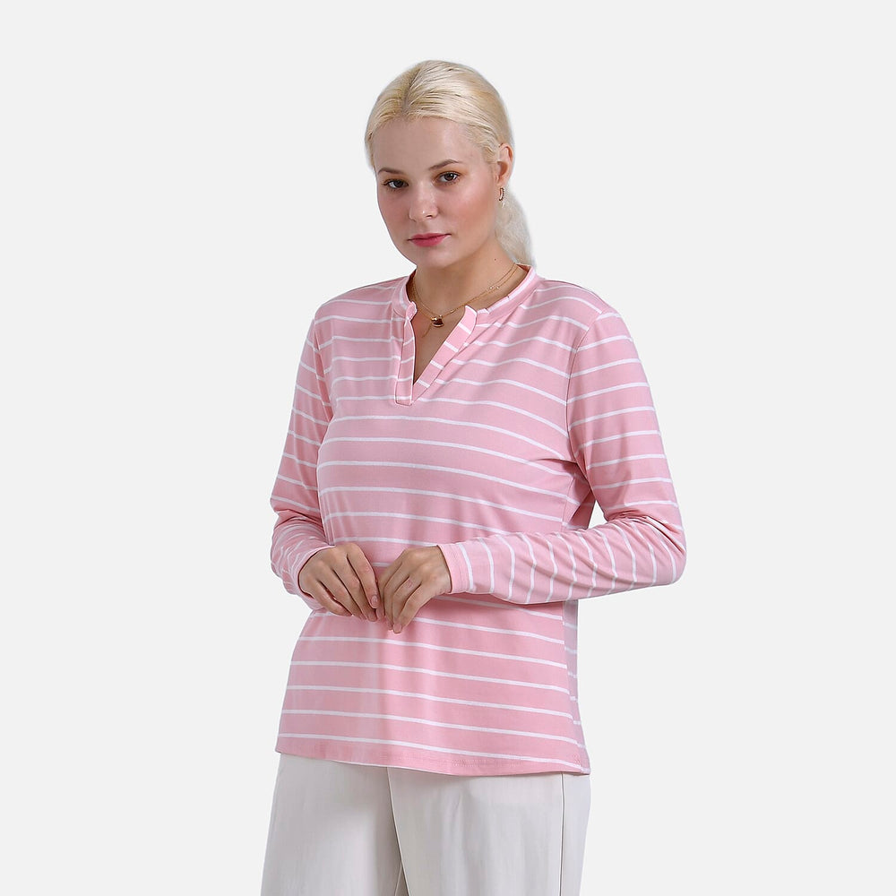 & Maisi Patterned Top (Size - XL) - Pink White & Blue White