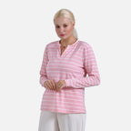 & Maisi Patterned Top (Size - XL) - Pink White & Blue White