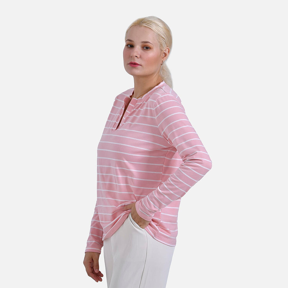 & Maisi Patterned Top (Size - XL) - Pink White & Blue White