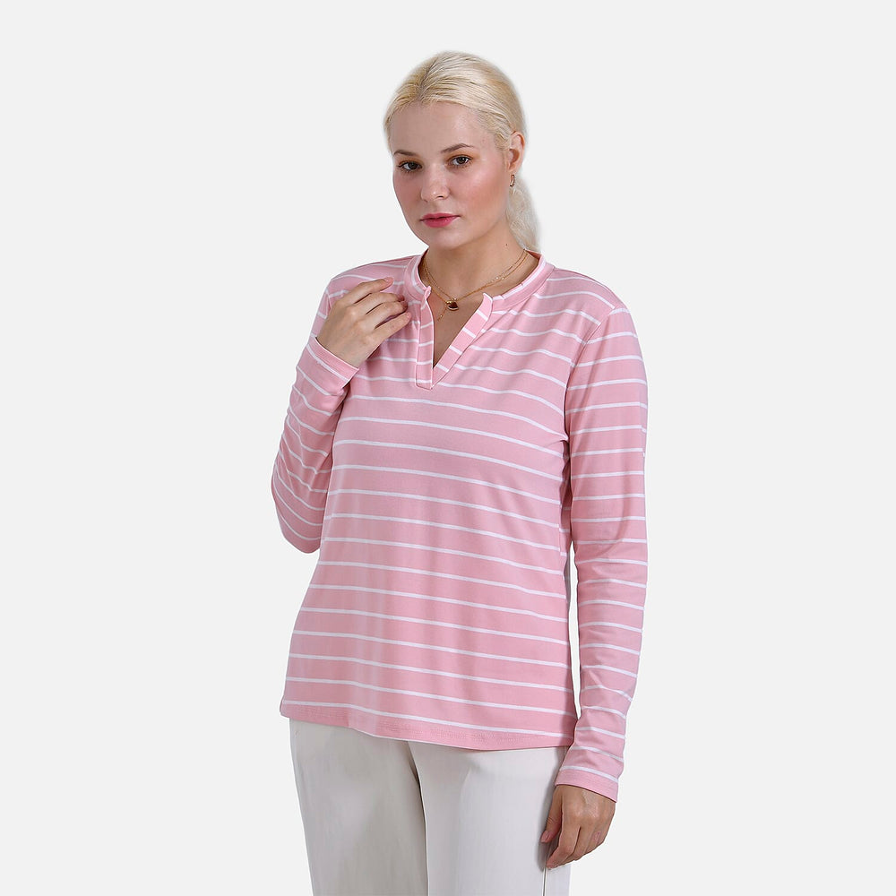 & Maisi Patterned Top (Size - XL) - Pink White & Blue White