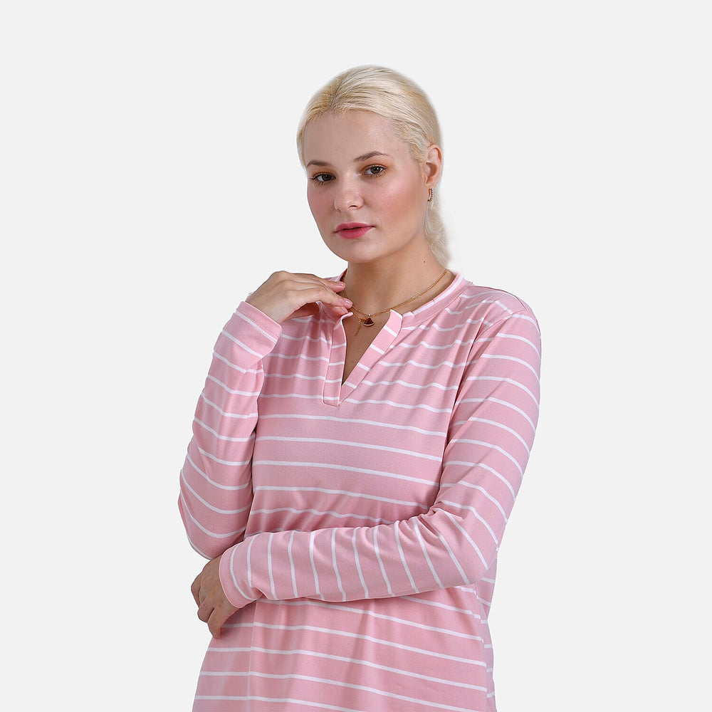 & Maisi Patterned Top (Size - XL) - Pink White & Blue White