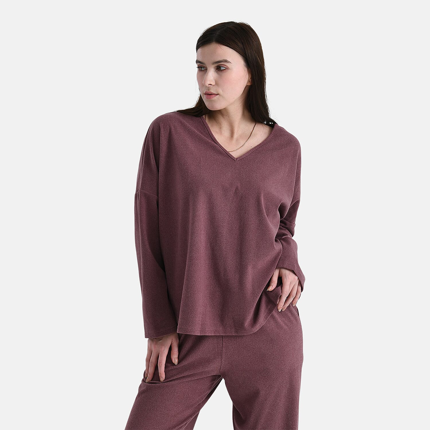 - Maisi Soft Brushed Super Comfort Casual Top (Size XL) - Plum