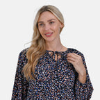 & Maisi Multi Pattern Jersey Balloon Top (Size XXL) - Navy