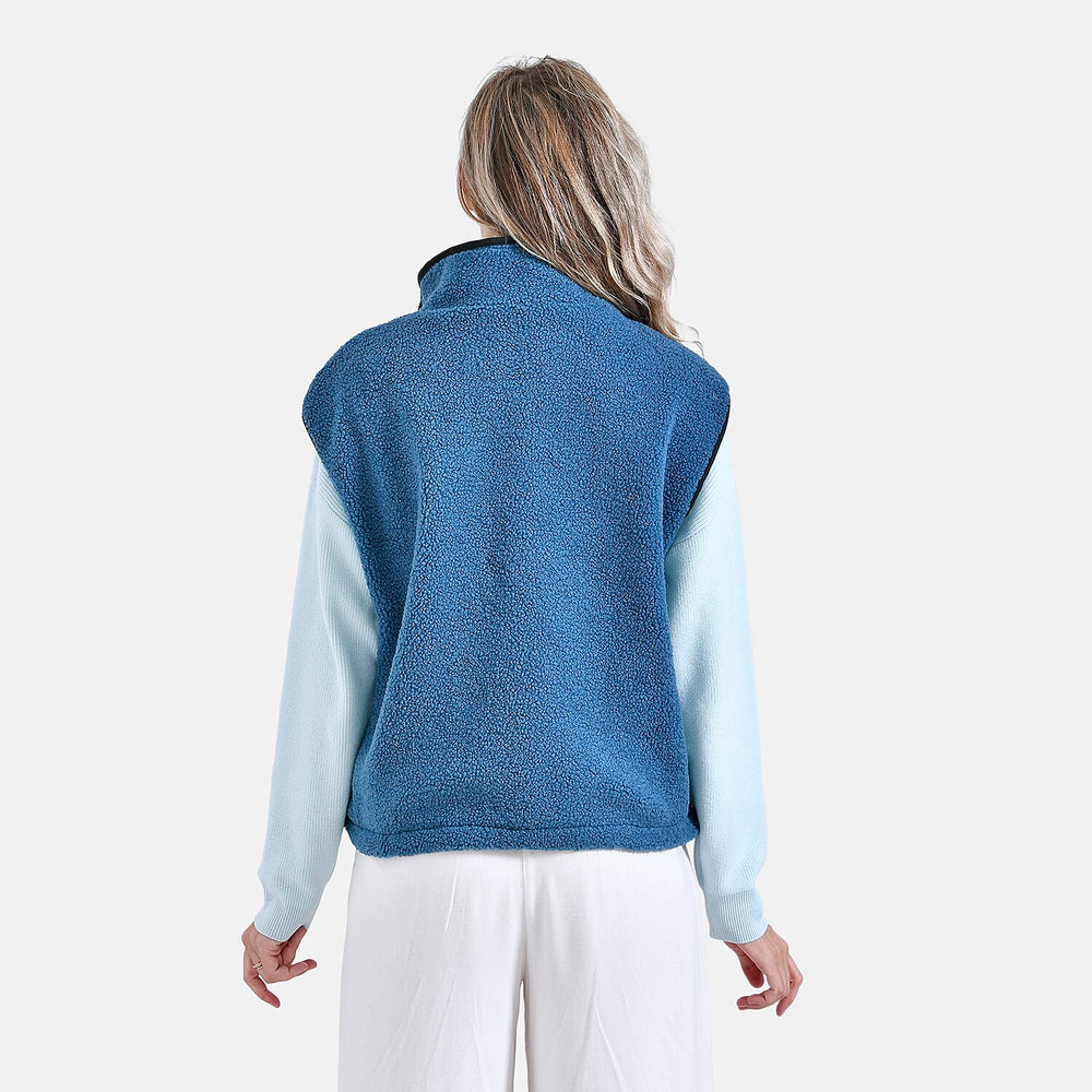 - Maisi Plush Zipper Gilet (Size L-XL) - Blue
