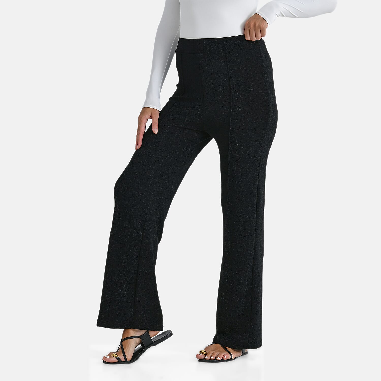 - Maisi Pintuck Bootcut Glitter Trousers (Size - 14) - Black