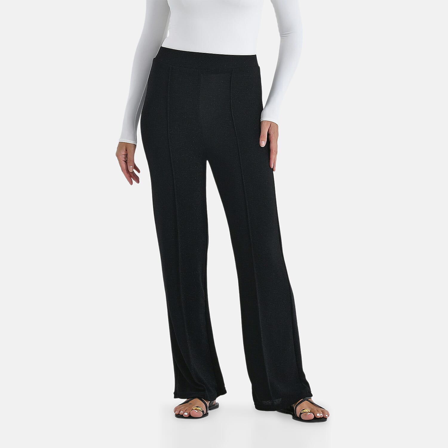 - Maisi Pintuck Bootcut Glitter Trousers (Size - 14) - Black