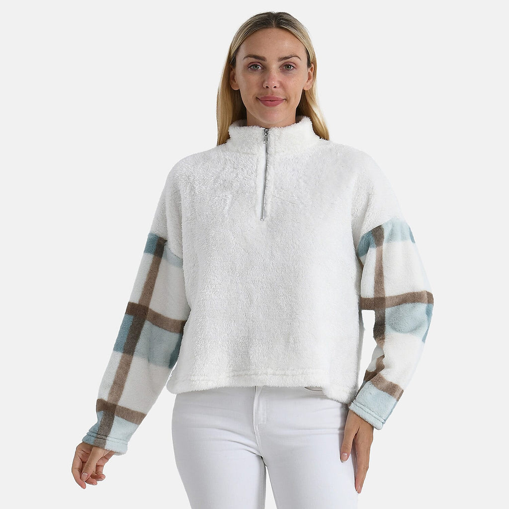 - Maisi Plush Hoodie with Zip (Size S) - Blue