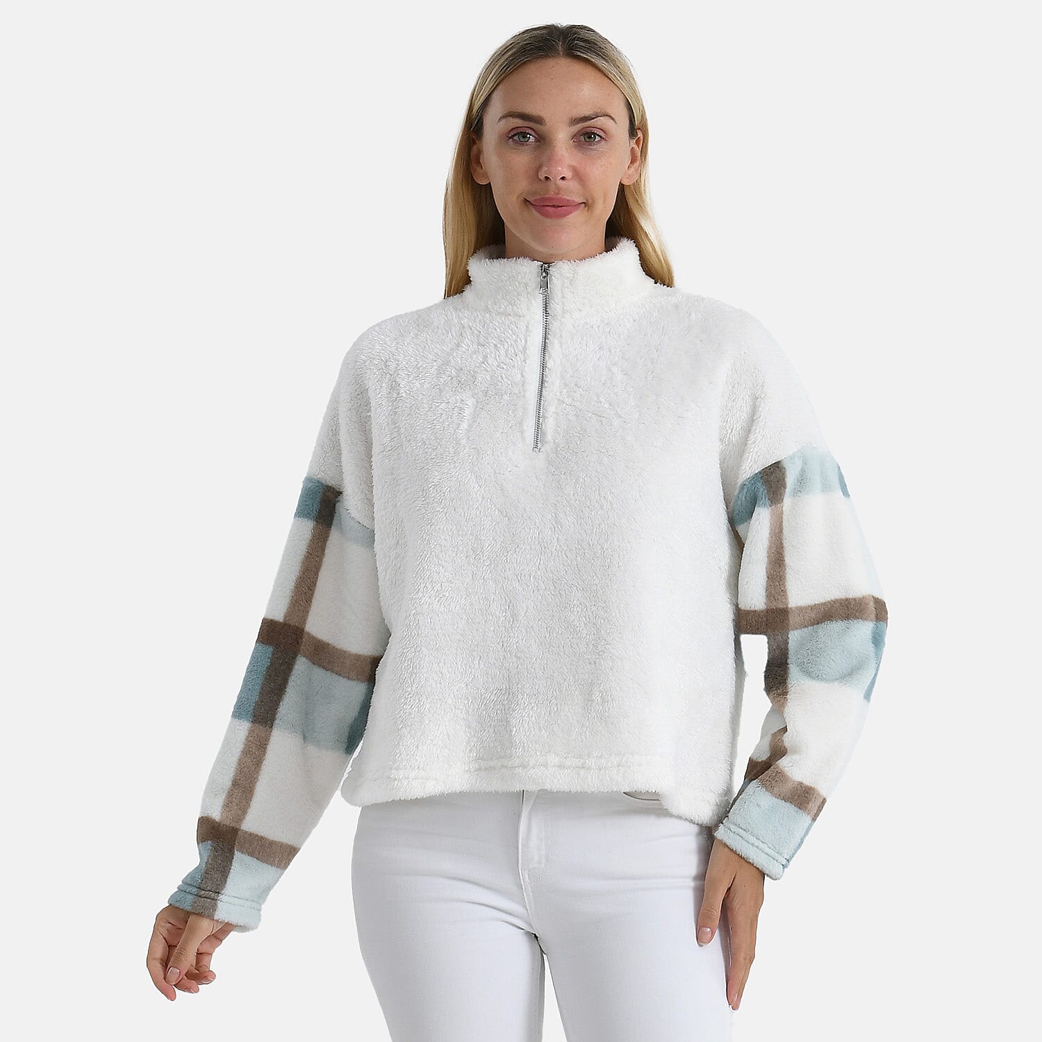 - Maisi Plush Hoodie with Zip (Size S) - Blue