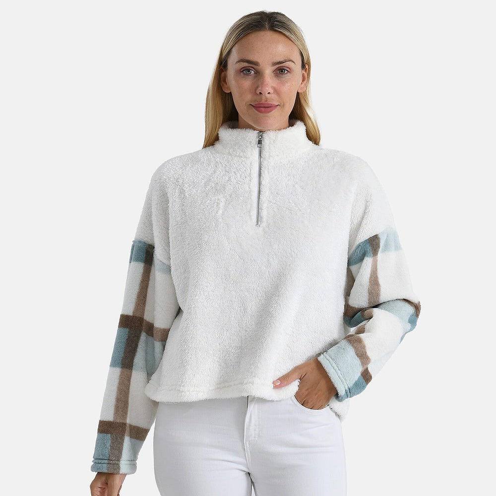 - Maisi Plush Hoodie with Zip (Size S) - Blue