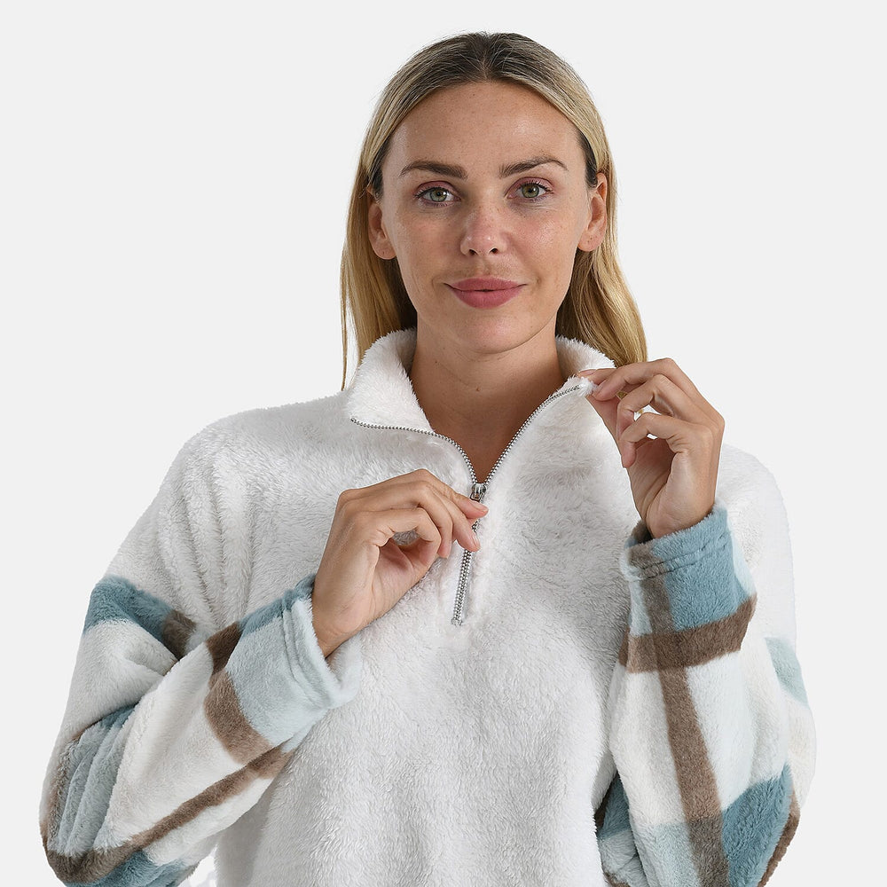 - Maisi Plush Hoodie with Zip (Size S) - Blue
