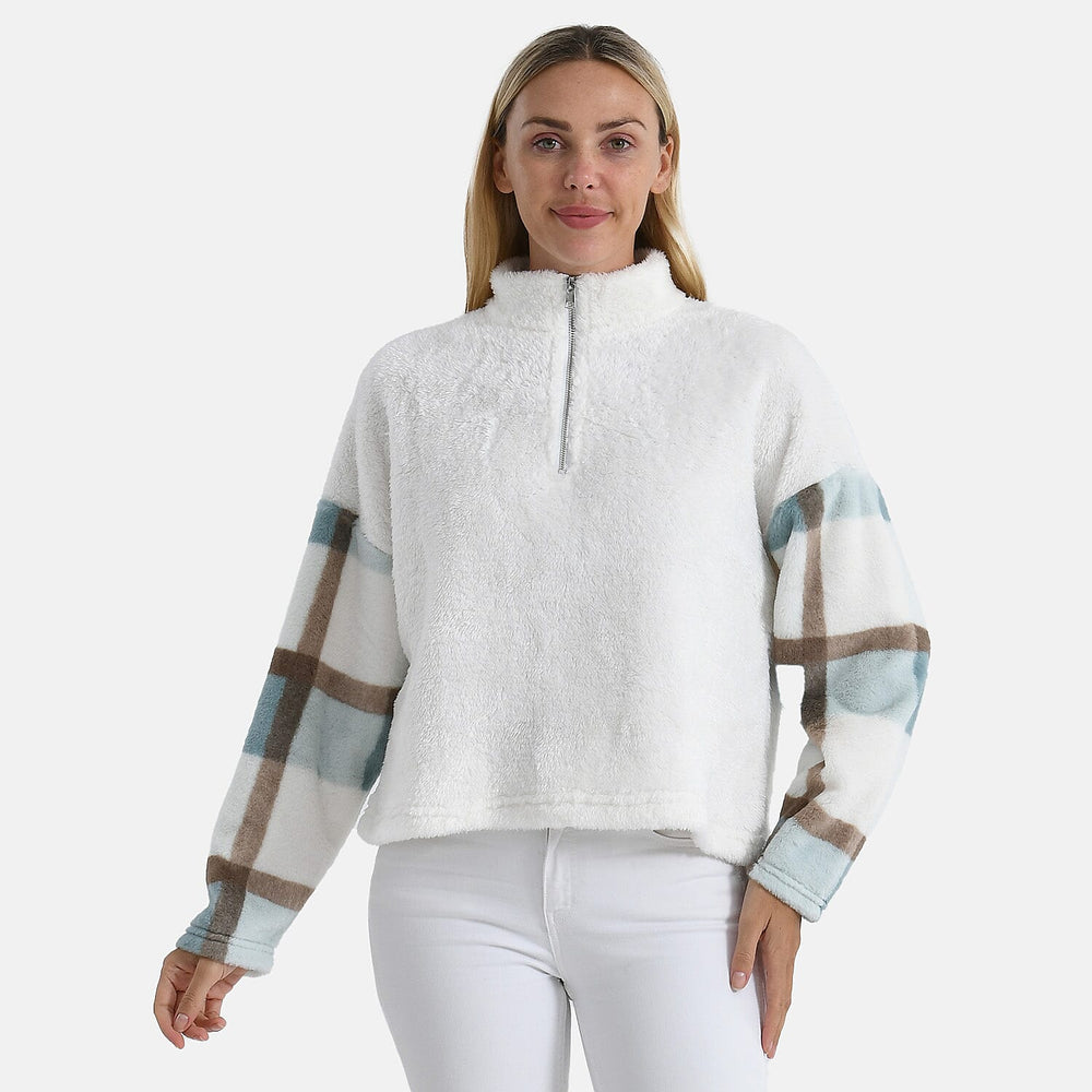 - Maisi Plush Hoodie with Zip (Size M) - Blue