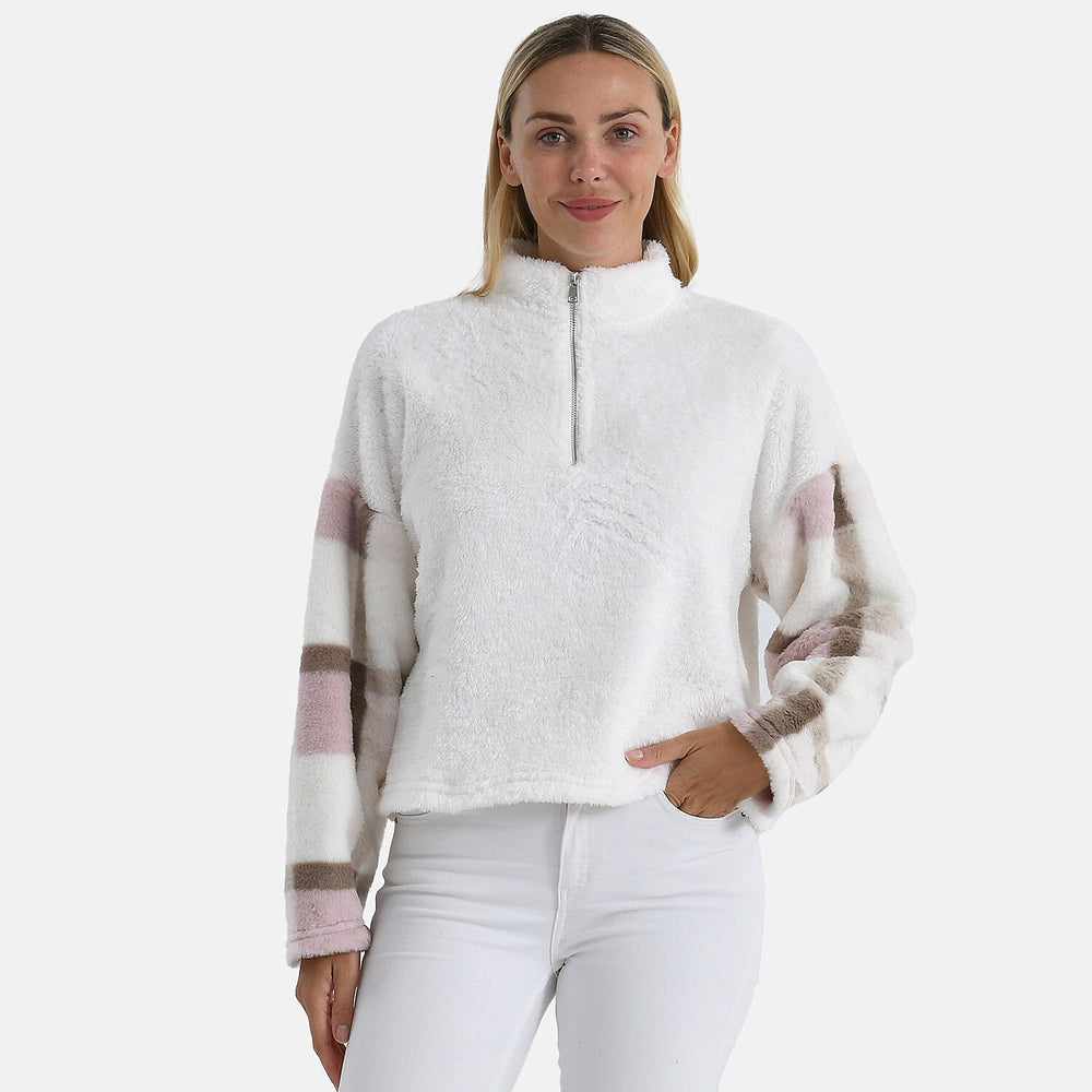- Maisi Plush Quarter Zip Top  (Size S) - Pink
