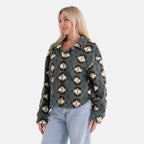 - Maisi Aztec Print Plush Teddy Coat (One Size) - Green