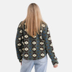 - Maisi Aztec Print Plush Teddy Coat (One Size) - Green