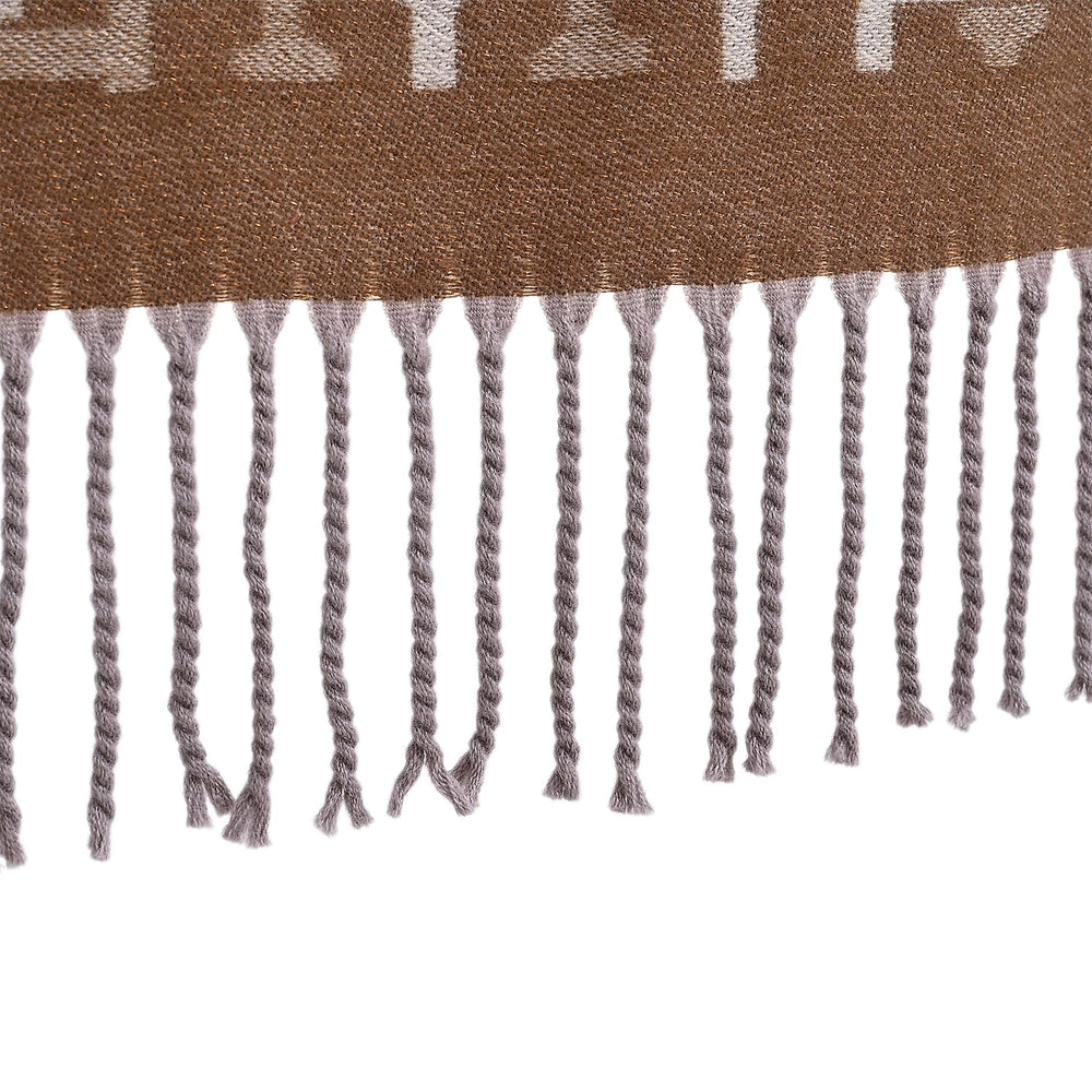 - Maisi Geometric Print Tassel Scarf (65 x 180cm) - Beige